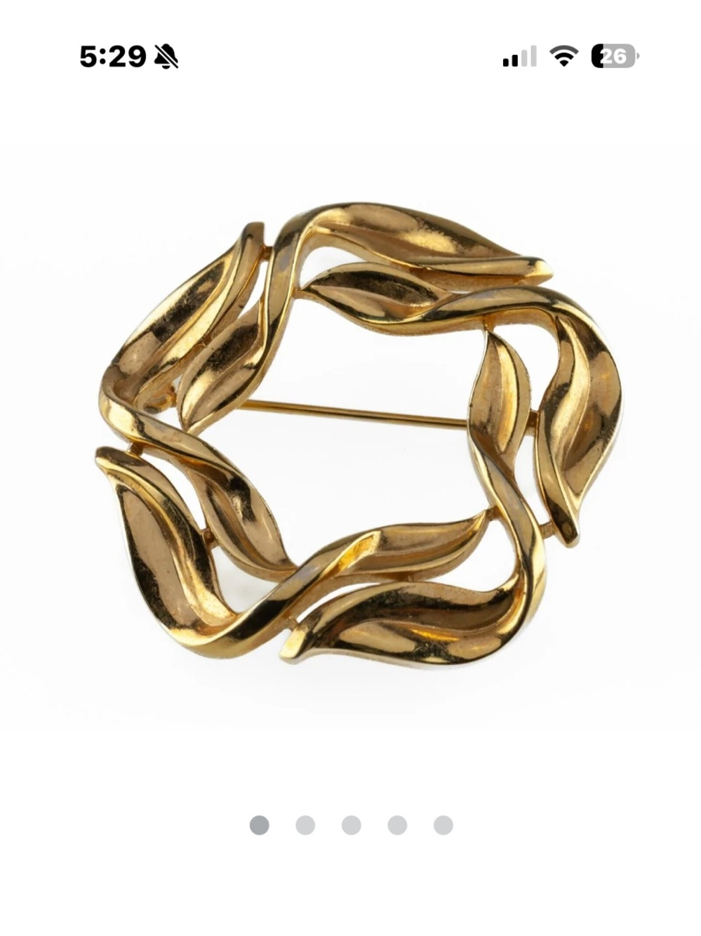Vtg. Crown Trifari Gold & Silver Wreath Brooch - Classic